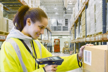 Mobile Handheld Barcode Scanner for Warehouse Item Tracking